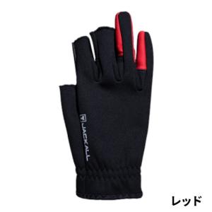ジャッカル 防寒ウェア バーサタイルグローブ スリーフィンガー L レッド