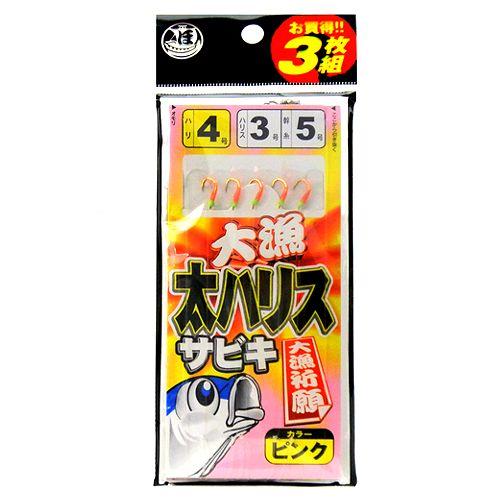 大漁太ハリスサビキ ＪＩ−１０６ 針４号−ハリス３号 ピンク【ゆうパケット】