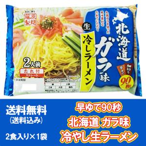 冷やしラーメン 生ラーメン 冷やし中華 藤原製麺 早ゆで90秒 冷やし中華 スープ 付 ガラ味 スープ 生麺 1袋(2食入) 生 ラーメン 麺類 冷しラーメン