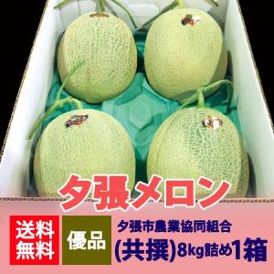 夕張メロン 送料無料 夕張メロン 8kg 夕張農協共撰 メロン 北海道 夕張メロン 優品 4玉 1ケース(1箱) ゆうばりめろん フルーツ メロン 果物 くだもの