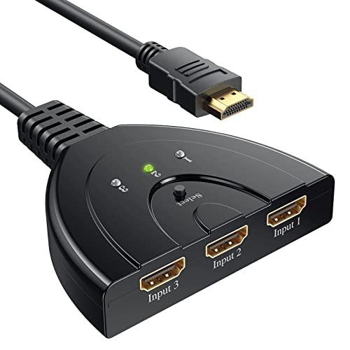 HDMI分配器、Vilcome 切替器 セレクター 3入力1出力 1080p/3D対応金メッキコネク...