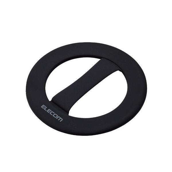 エレコム P-STBNCIBK 円形 スマホバンド ワイヤレス充電 対応 シリコン 吸着シート付 超...