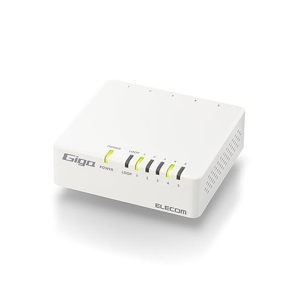 エレコム EHC-G05PA4-W Giga対応 スイッチングハブ 5ポートスイッチ プラ筐体 / ...