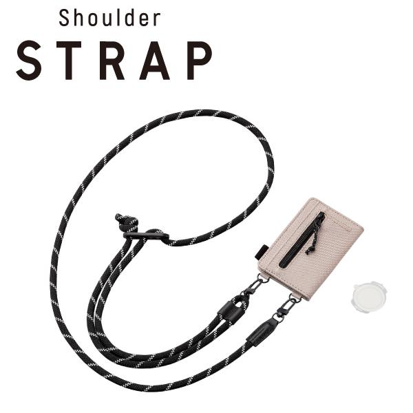 エレコム P-STSDCDR06BE スマホ ショルダーストラップ カードケース付 丸紐6mm カー...