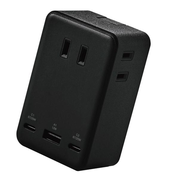 エレコム T-U09-3AC2BK USBタップ USB-C×2 USB-A×1 AC×3 67W ...