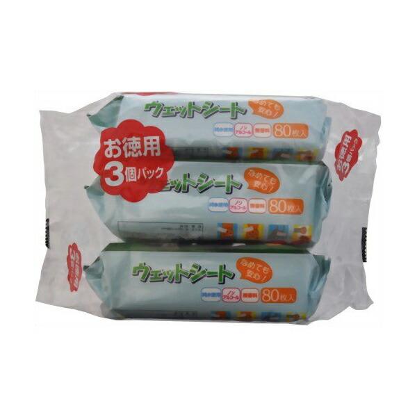 (3個セット) レック ペット用 ウェットシート 80枚×3個 シャンプータオル ノンアルコール お...