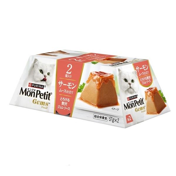 モンプチ ジェムズ キャットフード 総合栄養食 サーモン ムース仕立て とろける贅沢ジュレソース 5...
