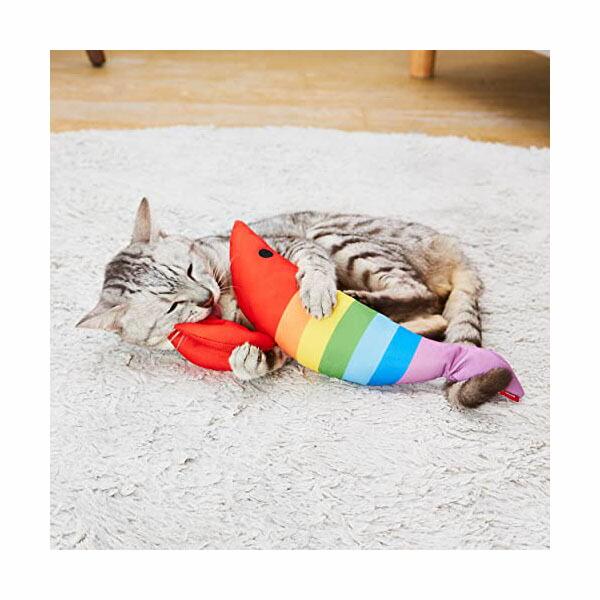 株式会社ペティオ 猫用おもちゃ　けりぐるみ　幸せのレインボーエビ 