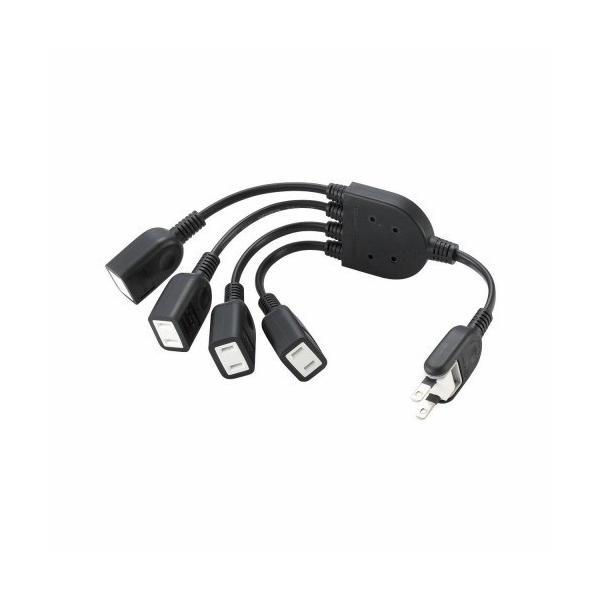 エレコム T-ADR4BK 電源タップ 0.2m コンセント 延長コード タップ コンセントタップ ...