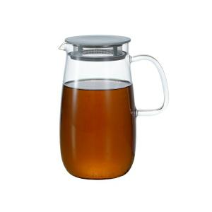 (10個セット) HARIO ハリオ レンジでかんたん 麦茶ポット むぎちゃん 1000mL 電子レンジ 庫内19cm以上 耐熱ガラス ダークグレー 日本製 XMP-1000-DGR