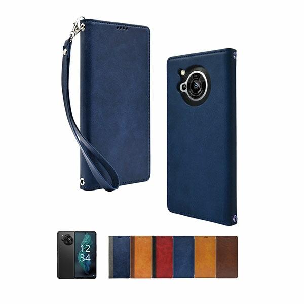 shizukawill AQUOS R7 手帳型 本革調ケース SHAQR7NAVY