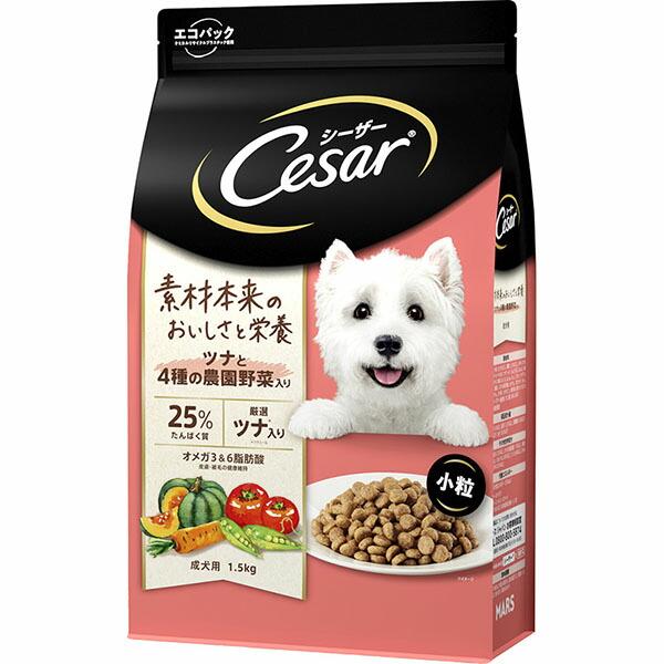 【12個セット】 マース シーザードライ 成犬用 ツナと4種の農園野菜入り 小粒 1.5kg