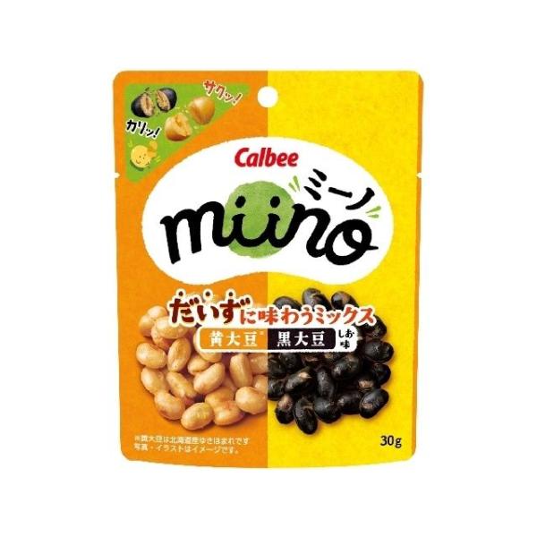 カルビー miino（ミーノ） だいずに味わうミックス黄大豆＆黒大豆 しお味 30g×12袋（1月下...