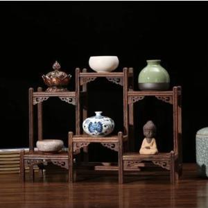 THE-SECRET-GARDEN シノワズリ 珍品棚 中国茶器 飾り棚 木製 丸型 小