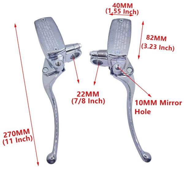 1 ペア メッキ 7/8 22MM バイク ハンドル バー 油圧 ブレーキ マスター シリンダー ク...