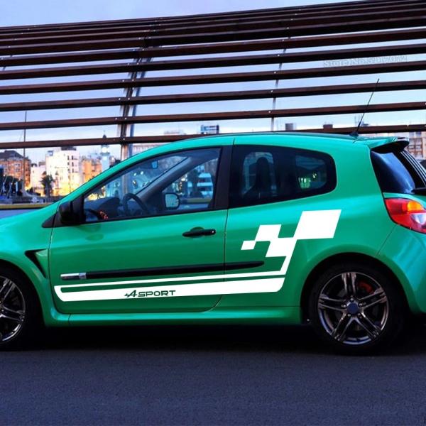 ルノー クリオ ステッカー サイド スカート レーシング Clio R.S Gloss　ホワイト