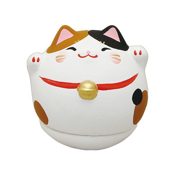 ゆらゆら満丸福 三毛猫 陶器 なごみ 和雑貨 かわいい 置物