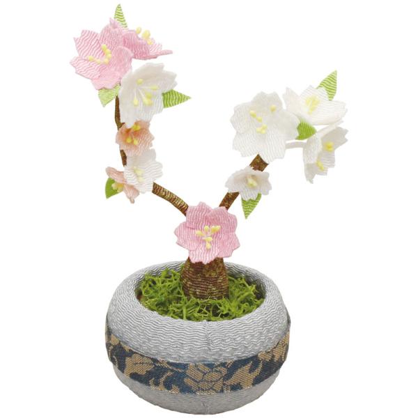 季節の鉢植え ミニ 4月 桜  手作りちりめん細工 和雑貨 置物 春の風物詩 インテリア 装飾 季節...