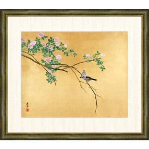 絵画 額入り インテリア アート 送料無料 額絵   日本の名画 円山応挙 高精彩複製画 薔薇文鳥(...