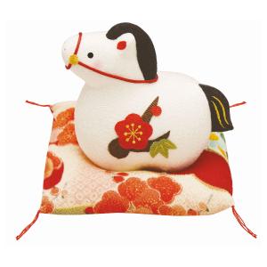 午(馬)の歳 干支飾り 福午 (大) ザブトン付 手作りちりめん細工 置物 飾り 2026年 令和8年 縁起 開運 迎春