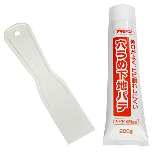 アサヒペン 壁紙用 穴うめ下地パテ 200g No.734 ヘラ付き 穴 ひび割れ スキマ補修 水性...