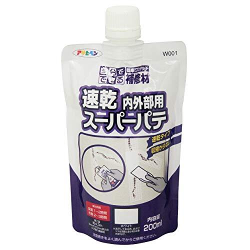 アサヒペン(Asahipen) ワンタッチ速乾スーパーパテ 200ML W001 ホワイト