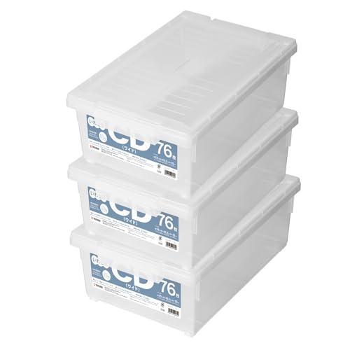 天馬 ディスク収納ボックス CDいれと庫 ワイド 3個セット クリア 約18×29×46.5cm