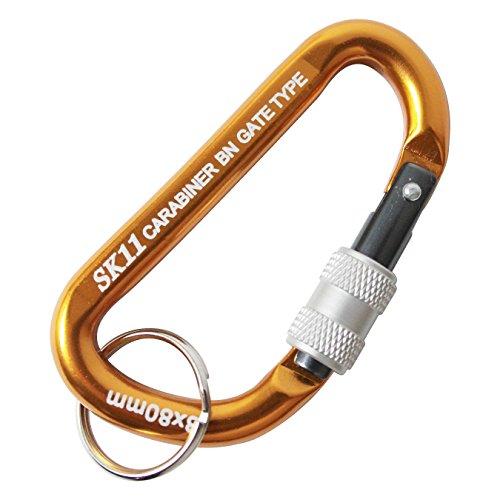 SK11(エスケー11) ロックカラビナ 脱落防止・ネジロック機能 BN ゴールド 8×80mm S...