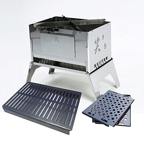 [セット品]笑&apos;s・焚き火グリル3点セット(A-4君、黒皮鉄板プレート、ロストル)