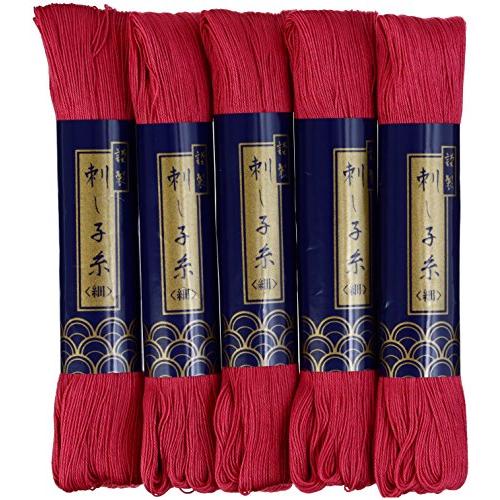 ダルマ 刺し子糸 細 170m col.7 茜 5かせセット