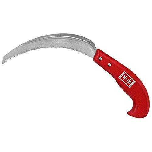 千吉 かま 鋭刈鋸鎌 曲柄 中目 刃長160mm 稲刈・草刈・除草用 鋸刃 赤グリップ 奥行1×高さ...