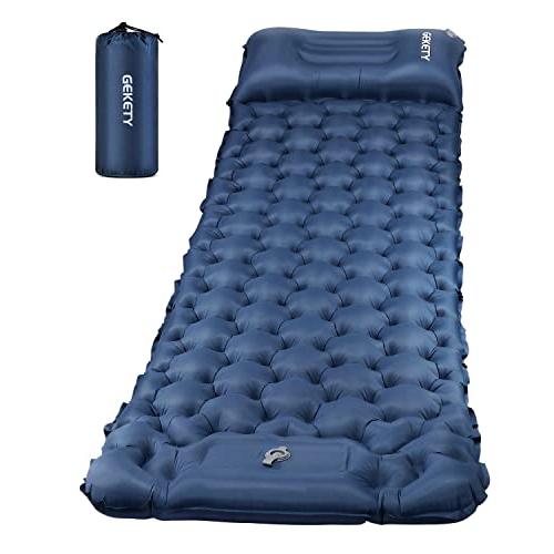 エアーマット GEKETY 【約10CM厚さ】 キャンプ マット 足踏み式 無限連結可能 枕付き エ...