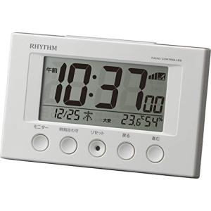 リズム(RHYTHM) 目覚まし時計 電波時計 温度計・湿度計付き フィットウェーブスマート 白 7.7×12×5.4cm 8RZ166SR03