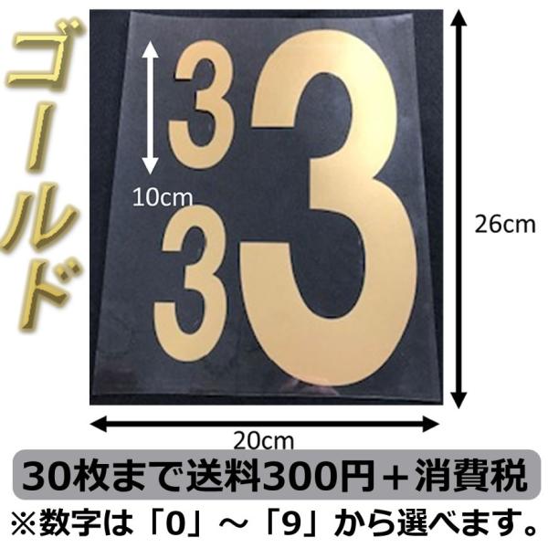 背番号3点セット金25cm アイロン転写用カット済みラバーシート