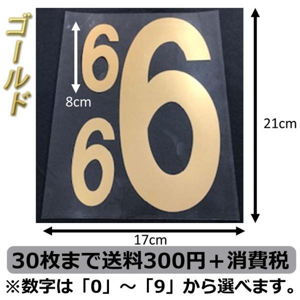 背番号3点セット金20cm アイロン転写用カット済みラバーシート