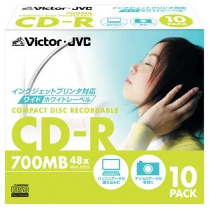 Vctor CD-R 48倍速 ワイドホワイトプリンタブル 10枚 [CD-R80PF10]｜polupolu-shop