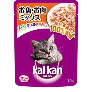 カルカン パウチ お魚・お肉ミックス まぐろ・かつお・ささみ入り キャットフード 成猫用 70グラム×16袋 (まとめ買い)｜ぽるぽるSHOP