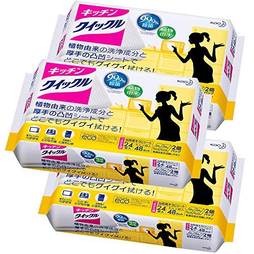 【まとめ買い】キッチンクイックル 台所用洗剤 シートタイプ 詰替用 24枚×3個