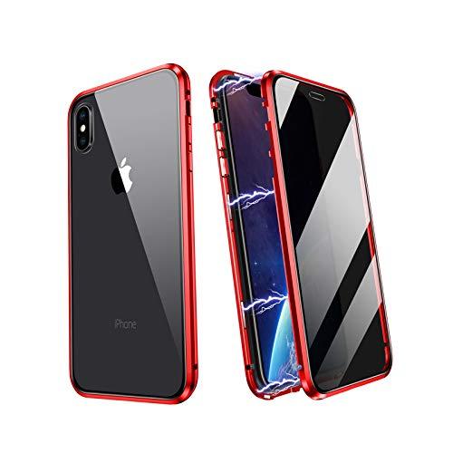 両面強化ガラス 覗き見防止iPhone XR ガラスケース アルミ バンパー 表裏 前後 両面ガラス...