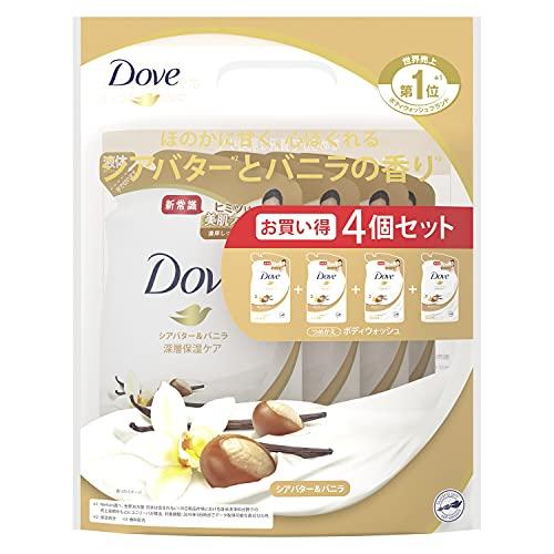 Dove(ダヴ) シアバター&amp;バニラ 詰替え用 340g×4個 ボディーソープ ほのかに甘く、心ほぐ...