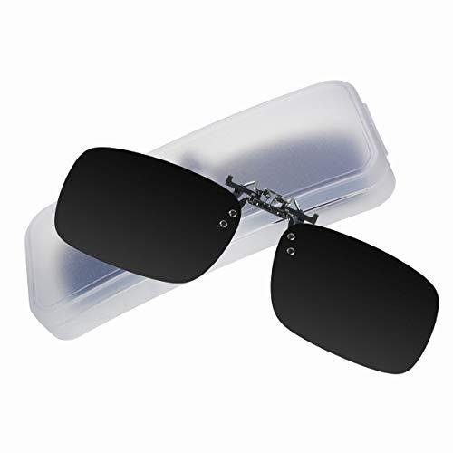 [ハマーズ] 軽量7ｇ メガネの上からつけられる クリップ式サングラス 偏光レンズ 簡易ケース付き