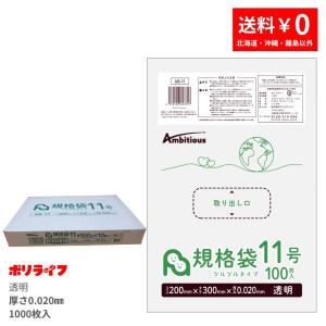 規格袋 11号 透明 100枚×10冊(合計 1000枚)0.020mm厚 1冊あたり220円 送料無料 LDPE素材 ポリ袋 ビニール袋 AB-11-1kb 小箱販売
