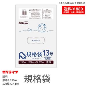規格袋 13号 透明 100枚 1冊 283円 LDPE素材 ポリ袋 ビニール袋  AC-13-br バラ販売｜poly-life