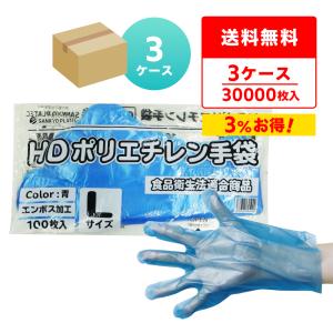 ポリエチレン手袋 HD Sサイズ エンボス加工 青 100枚x100冊 HPGS-100B
