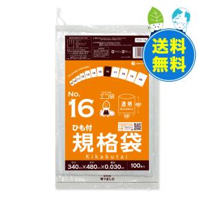 ひも付 規格袋 16号 34x48cm 0.030mm厚 透明 100枚x20冊x10箱 FCH-16-10 食品検査適合 RoHS指定 サンキョウプラテック｜poly-stadium