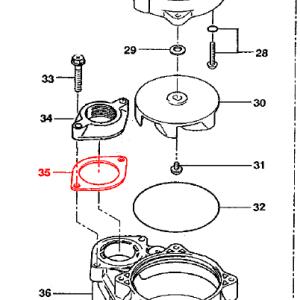 汚物用水中ハイスピンポンプ　非自動型　50PU2.4S（-53-63）用部品（35）パッキン　鶴見製作所｜pompu