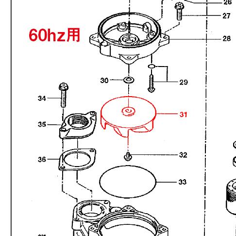 汚物用水中ハイスピンポンプ　　50PU2.75（-63）用部品（31）インペラ　60hz用【8010...