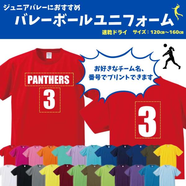 バレーボール tシャツ ウェア 練習着 名入れ ユニフォーム 背番号 速乾 Tシャツ オリジナル ド...