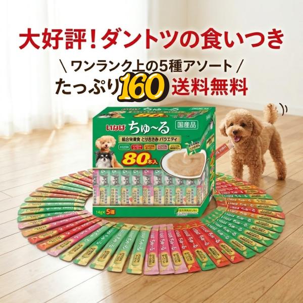 ちゅーる 犬 160本 いなば ５種 チャオ チュール イナバ チャウ わん とりささみ wan ご...