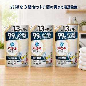 アリエール 洗濯洗剤 液体 除菌成分プラス 詰め替え 1000g 選べる 3袋 セット P&G 抗菌 防カビ 消臭 洗濯槽 コストコ 送料無料 爆買